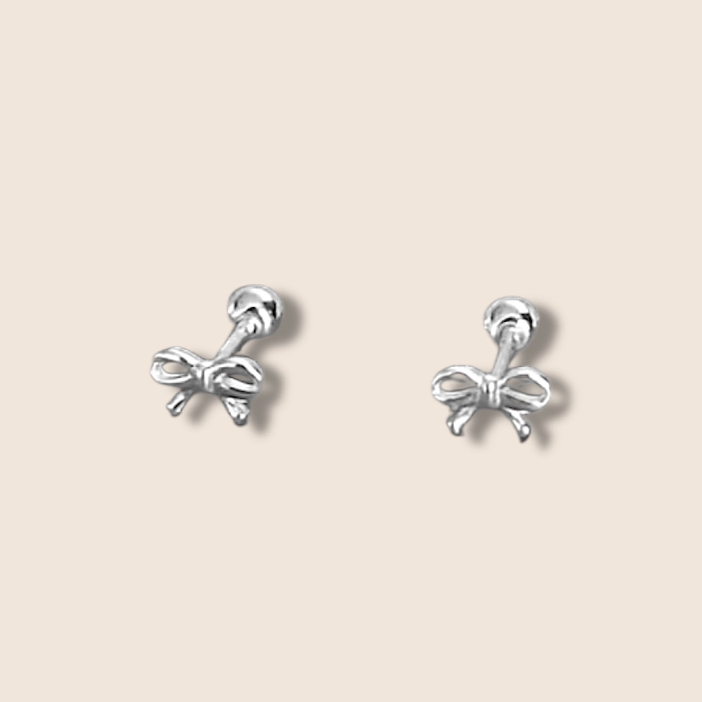 Silver Bow Screw Back Studs