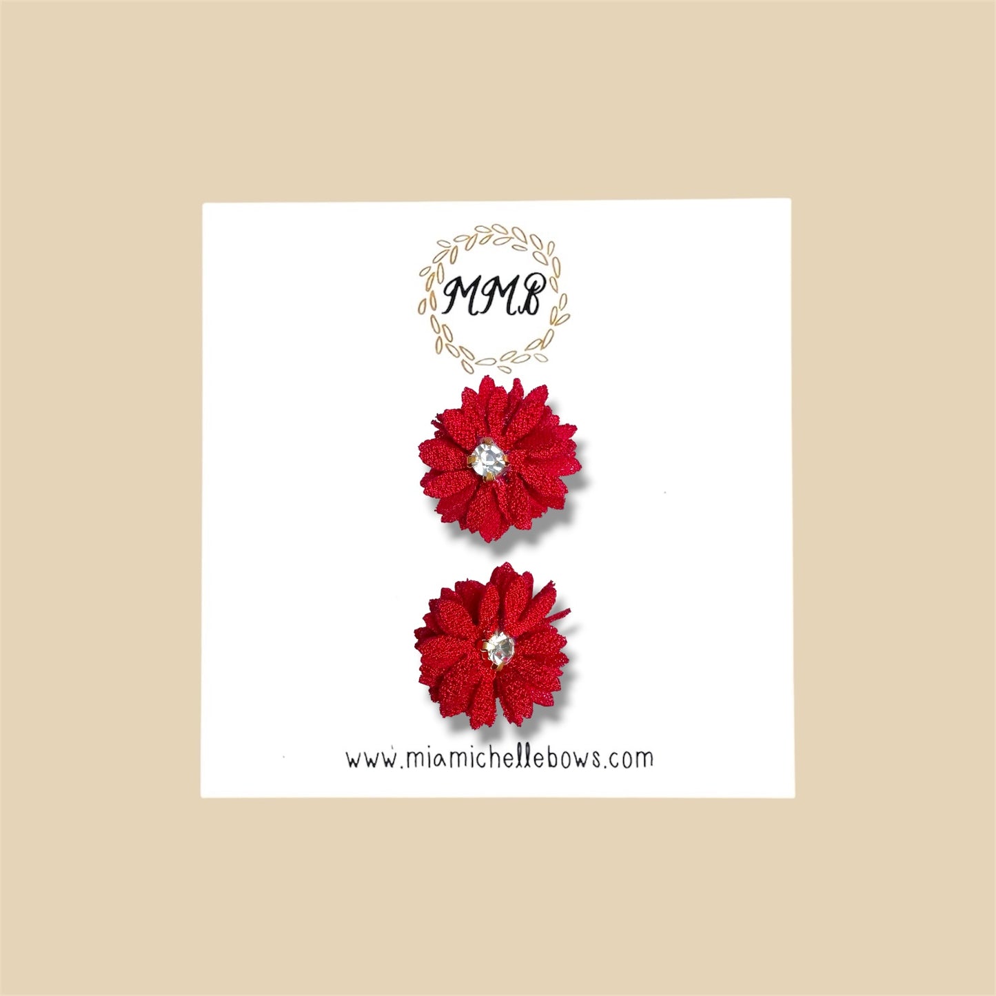 Red Mini Flower Clip Set