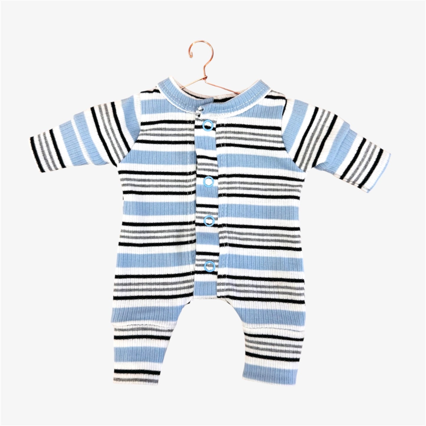 Doll—Baby Blue Striped Sleeper