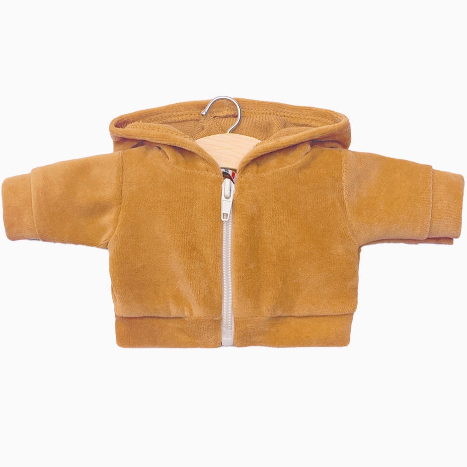 Doll—Minikane Romeo Zipper Velvet Jacket in Camel