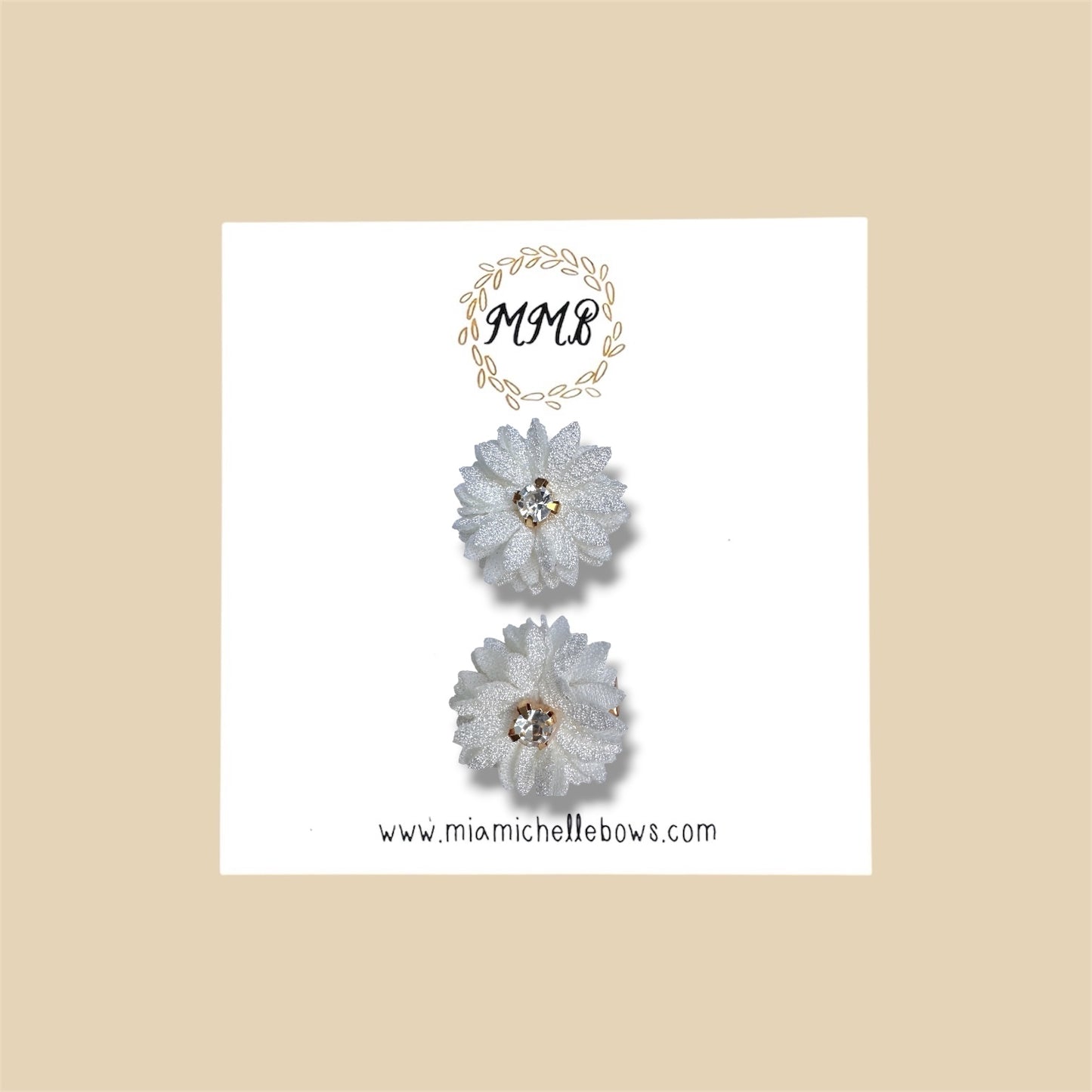 White Mini Flower Clip Set