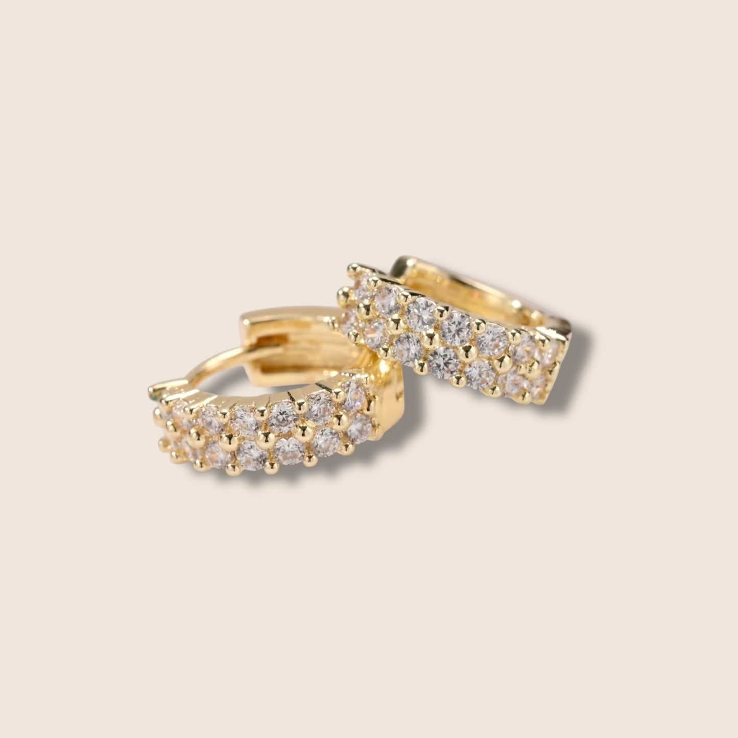 Double row CZ Huggie Hoops