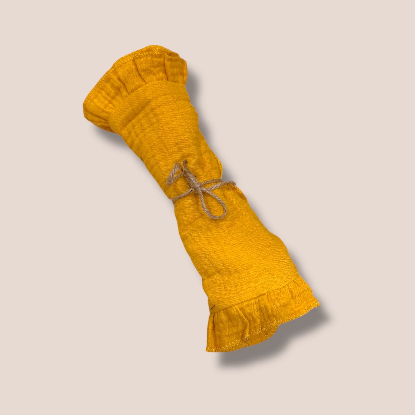 Mustard Cotton Gauze Ruffle Burp Cloth