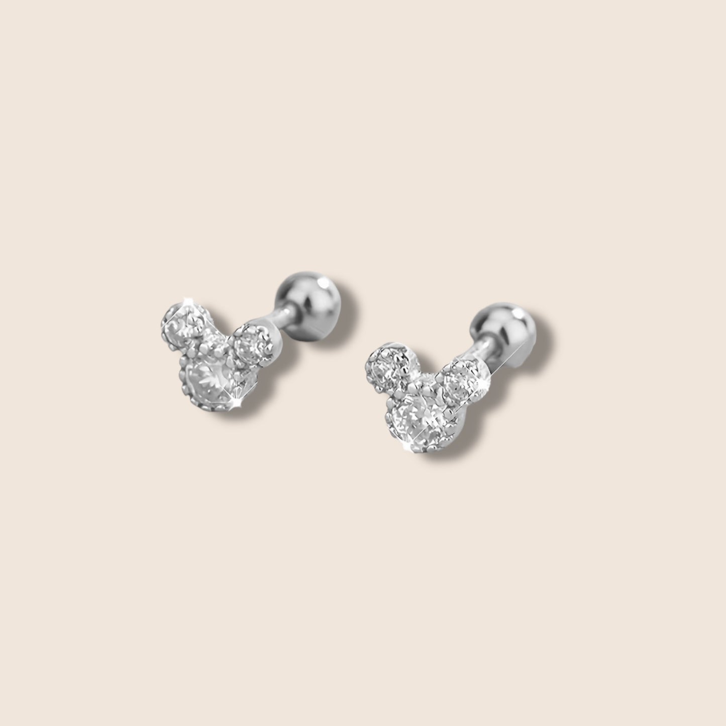 Silver Mickey Screw Back Studs