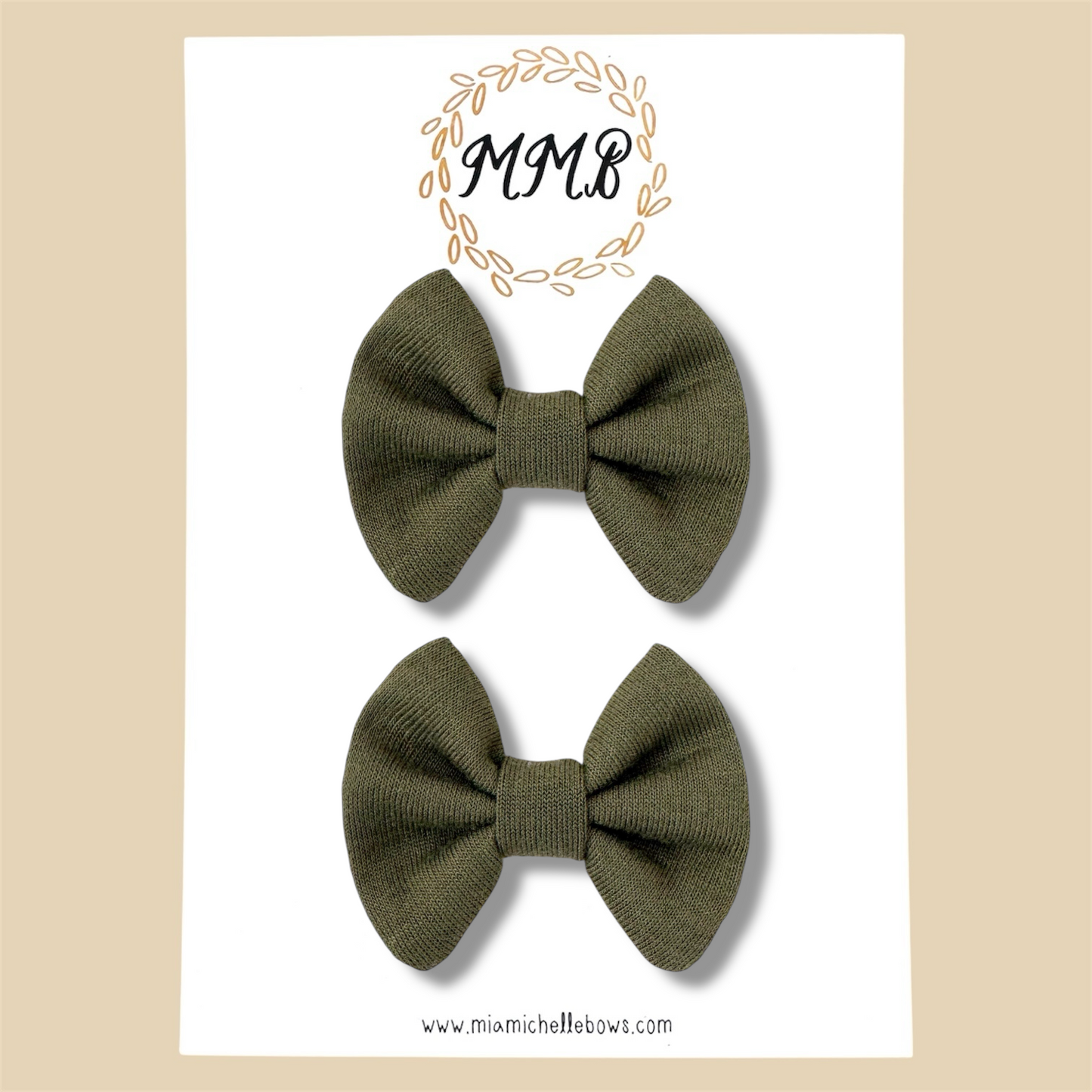 Olive —Jersey Knit Mini Pigtail Bows