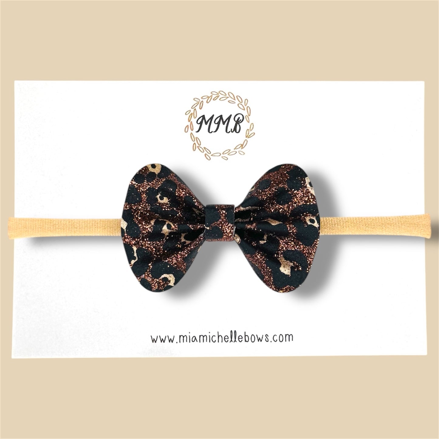 Brown Leopard Glitter Bow