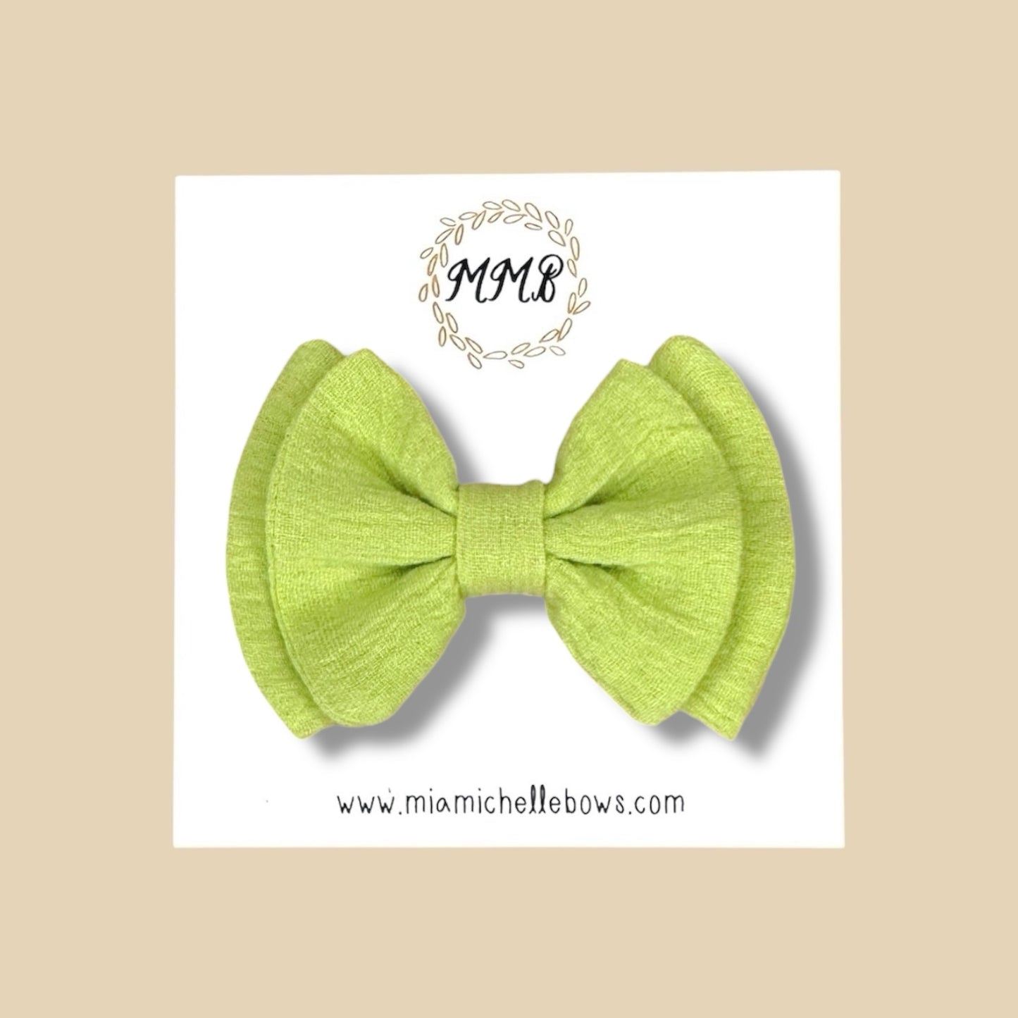 Double Layer Gauze Bow in Key Lime