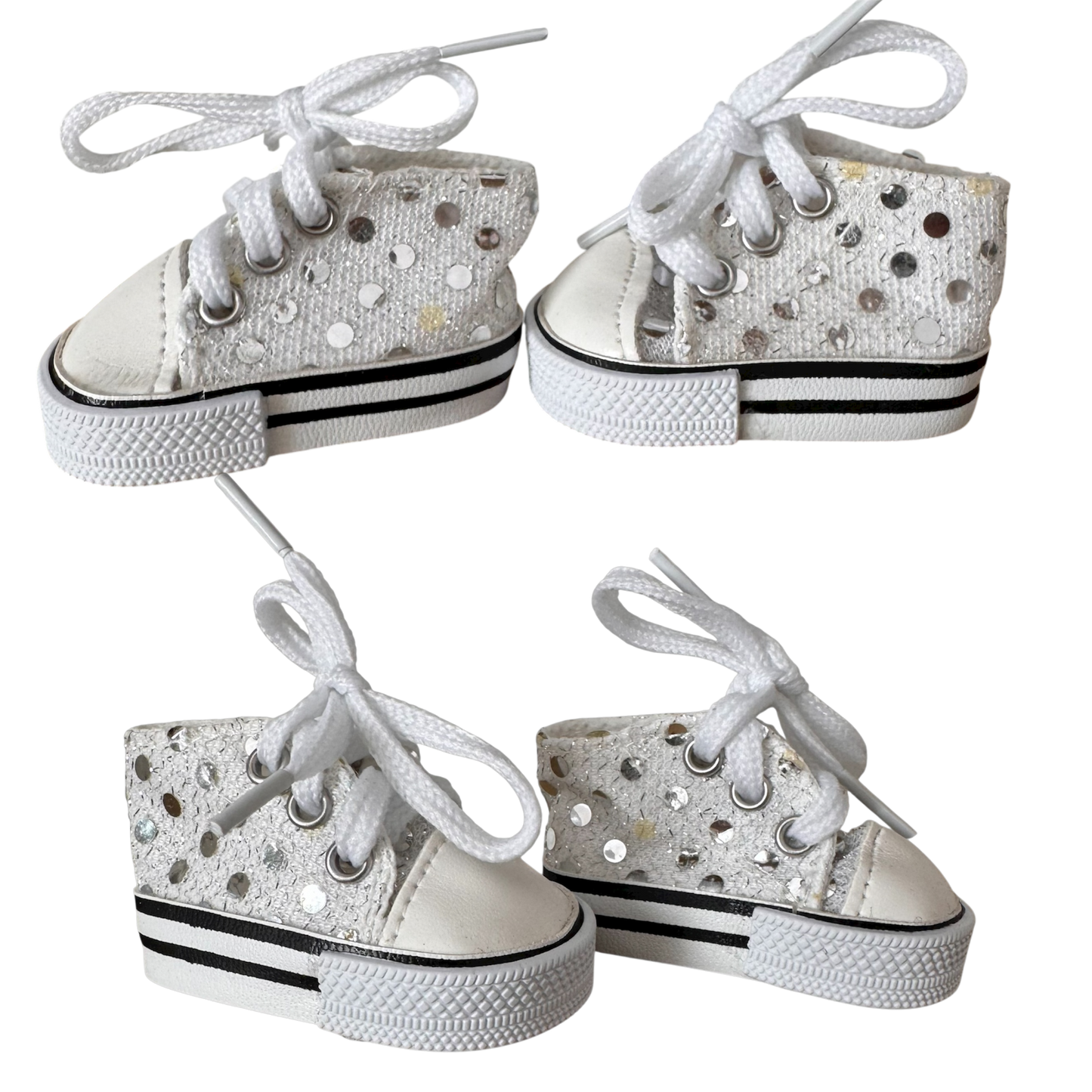 Doll—Minikane Sneakers -Silver Sequins—IMPERFECT