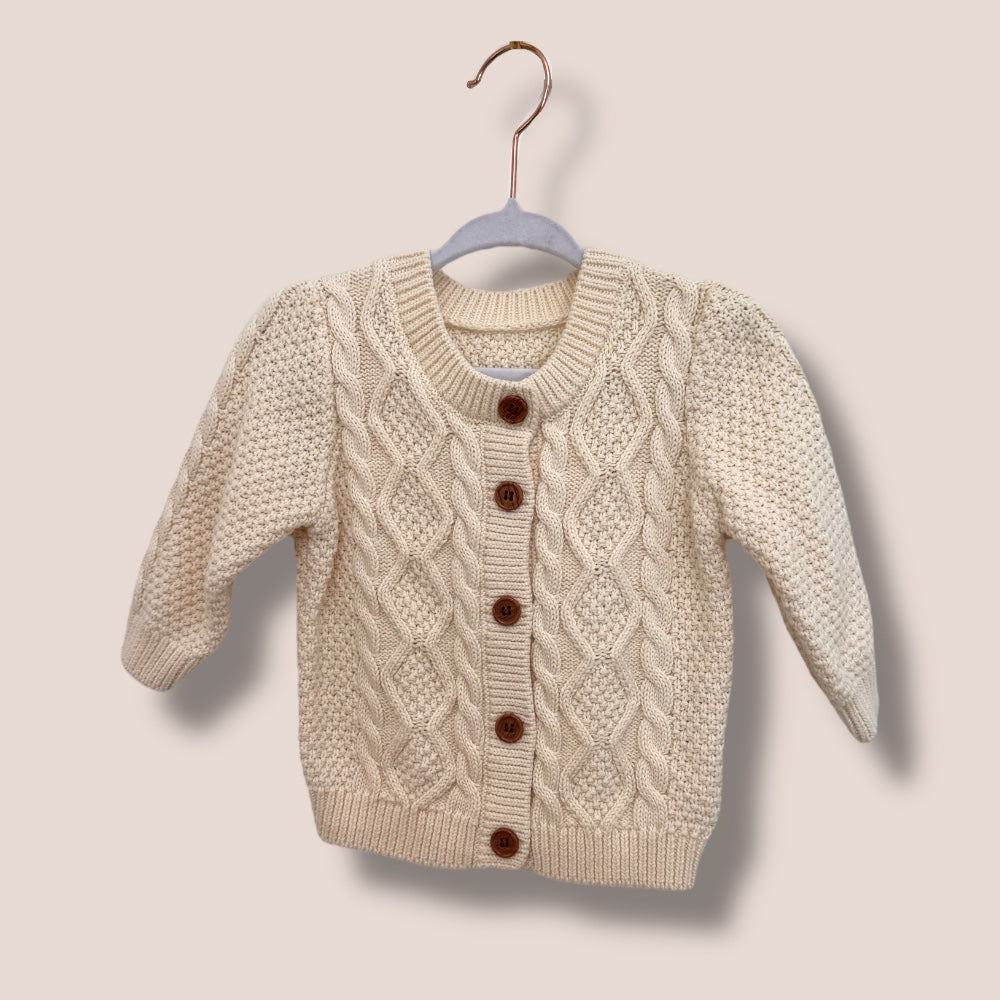 Ivory Knit Cardigan and Shorts Set 0-3