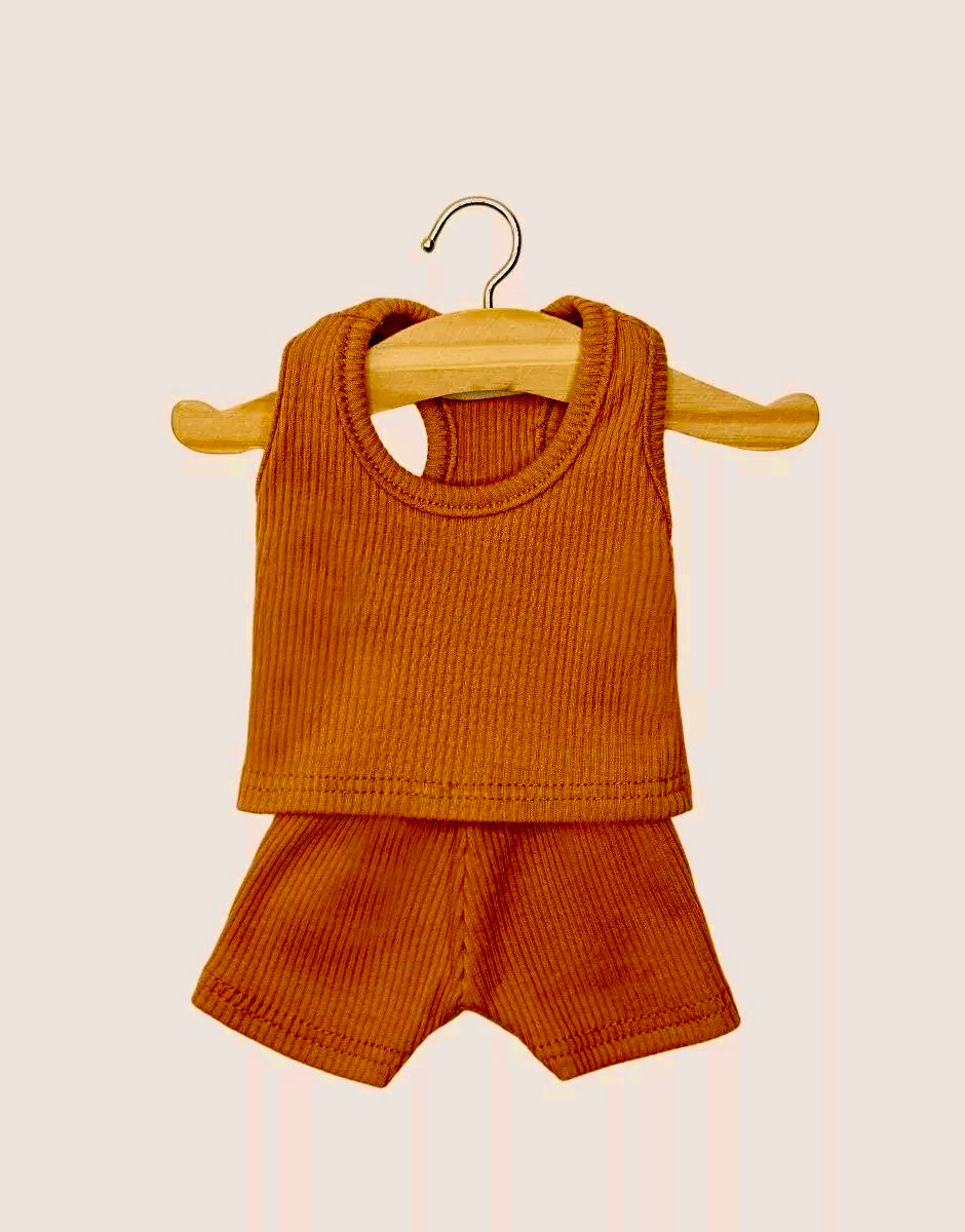 Doll—Minikane Boys Ribbed Underware Set in Rust