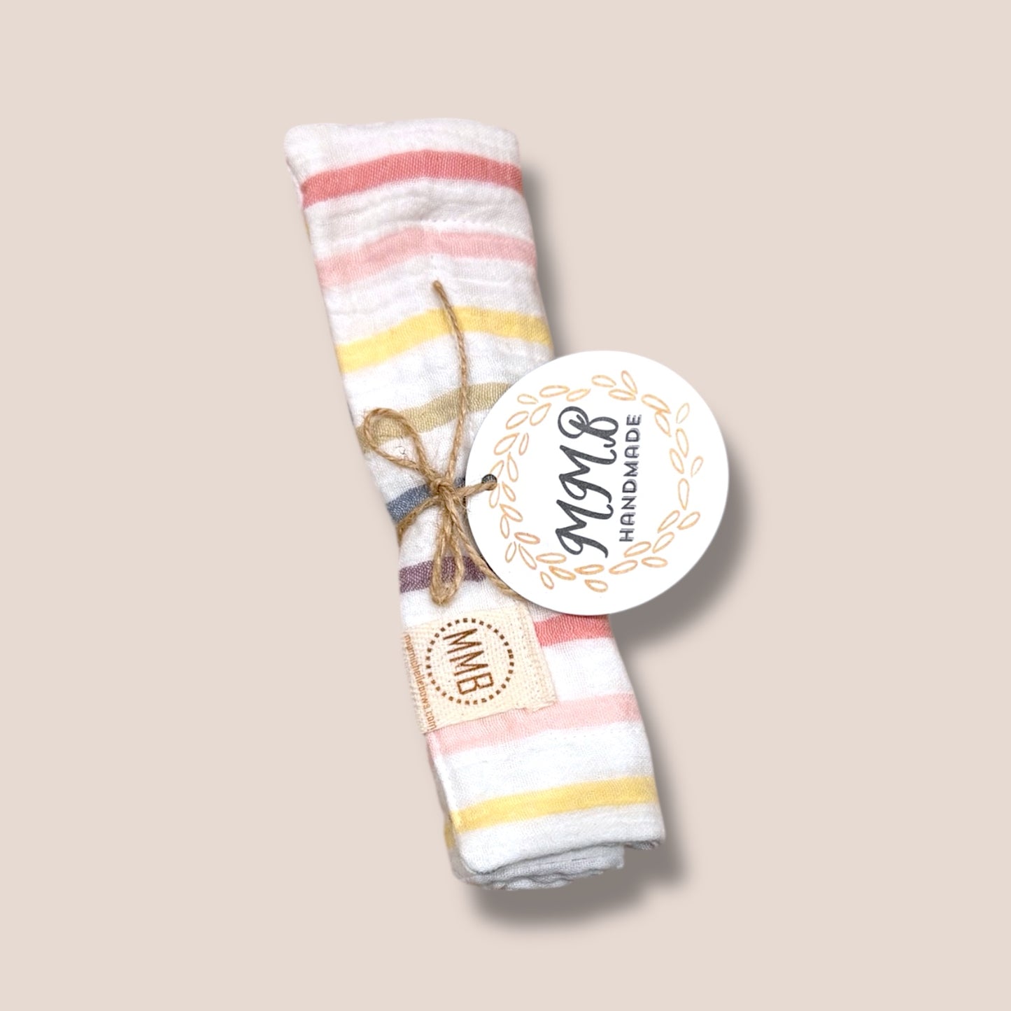 White Rainbow Stripe— Cotton Gauze Burp Cloth