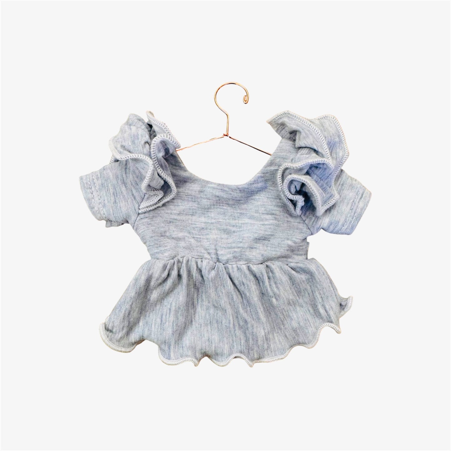 Doll—Ruffle Peplum Top in Heathered Baby Blue