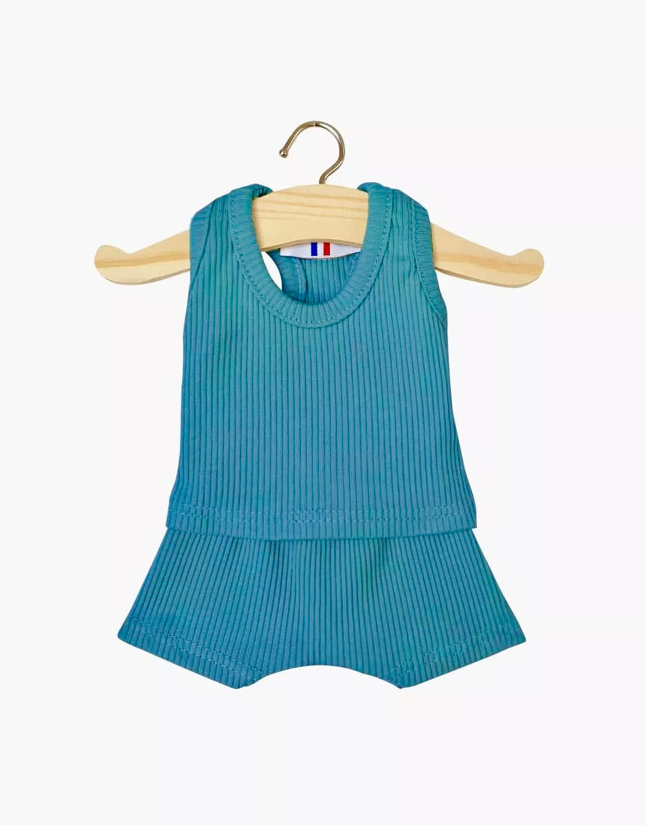 Doll—Minikane Boys Ribbed Underware Set in Peacock Blue