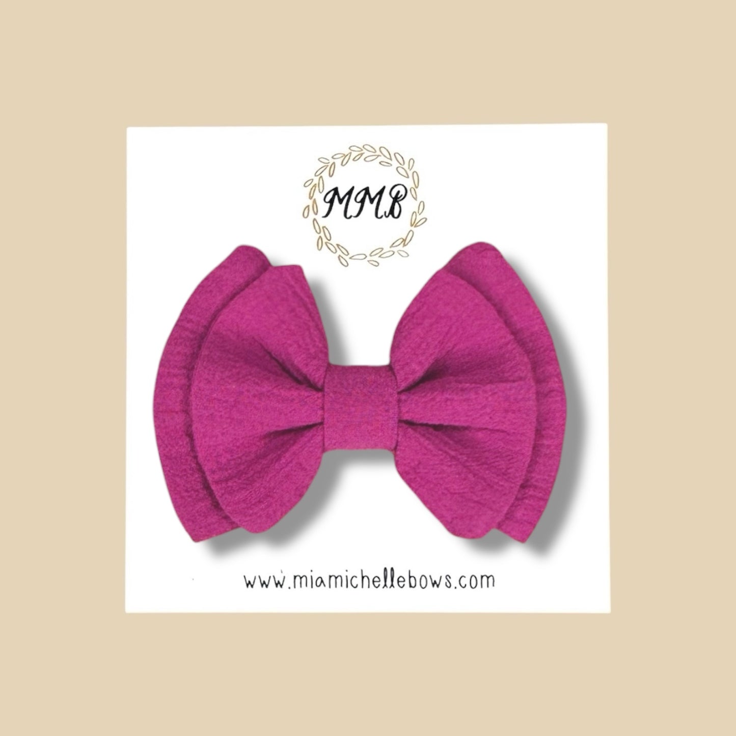 Double Layer Gauze Bow in Dark Fuchsia