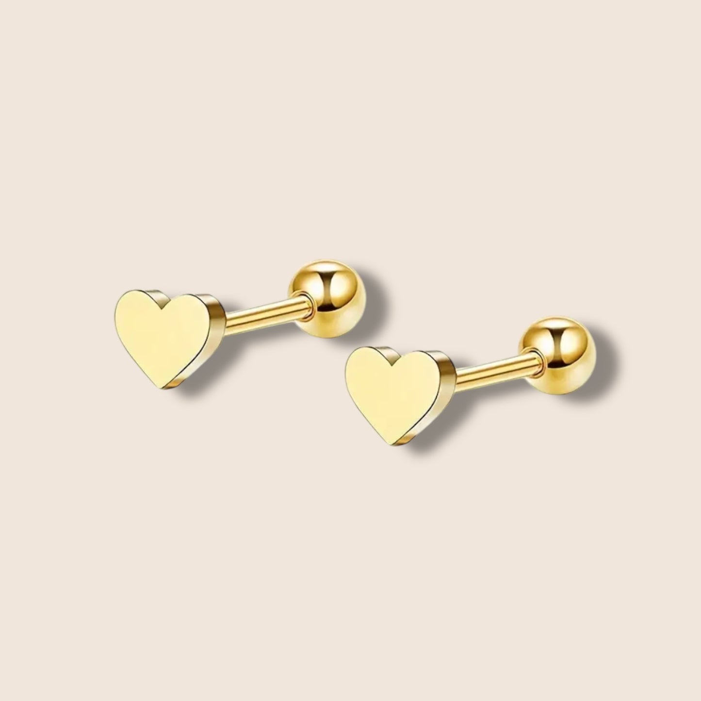 Gold Heart Screw Back Studs