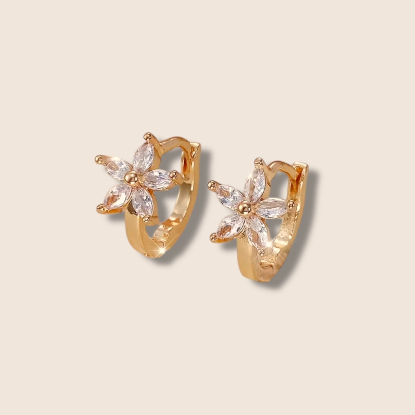 CZ Flower Huggie Hoops