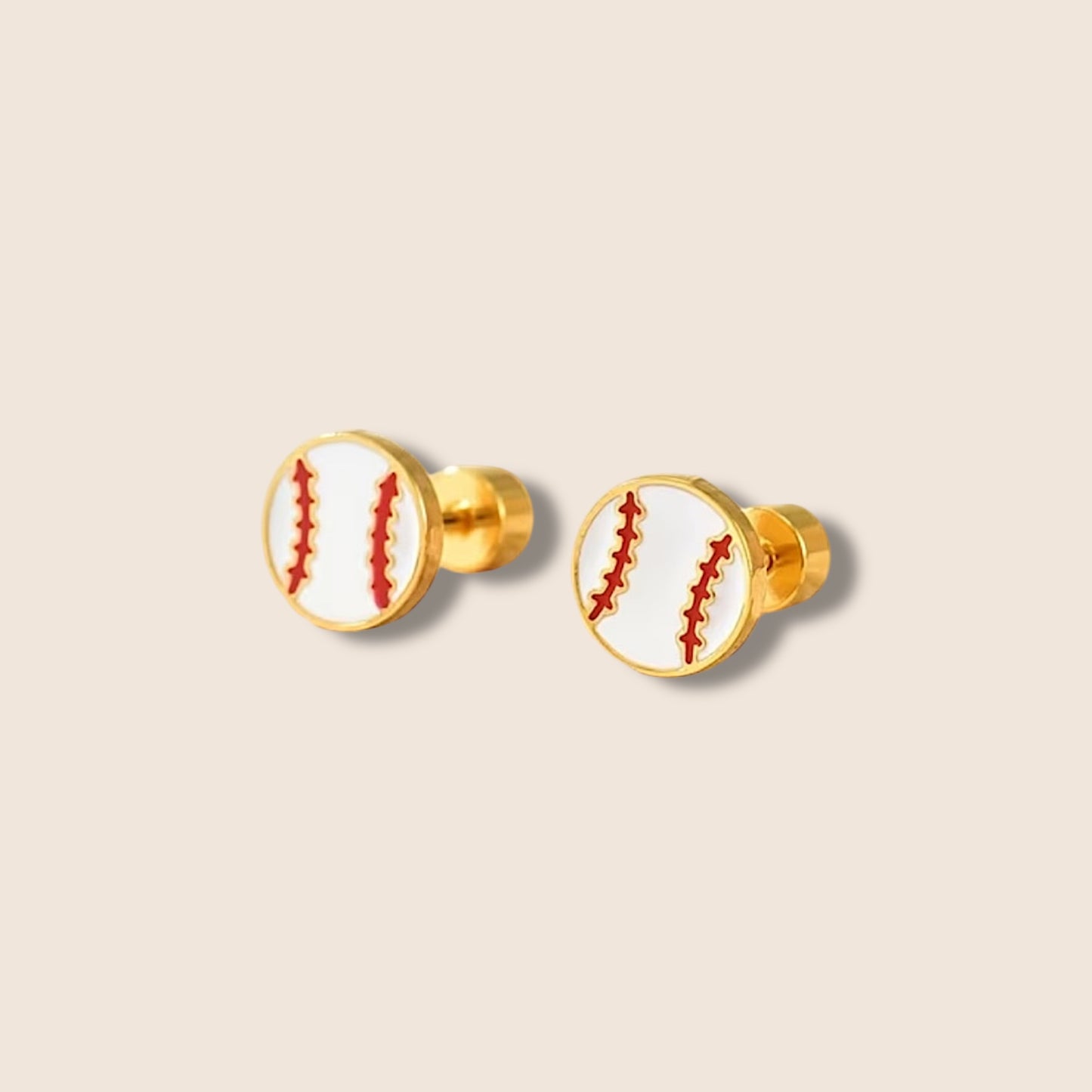 Gold Baseball Screw Back Studs