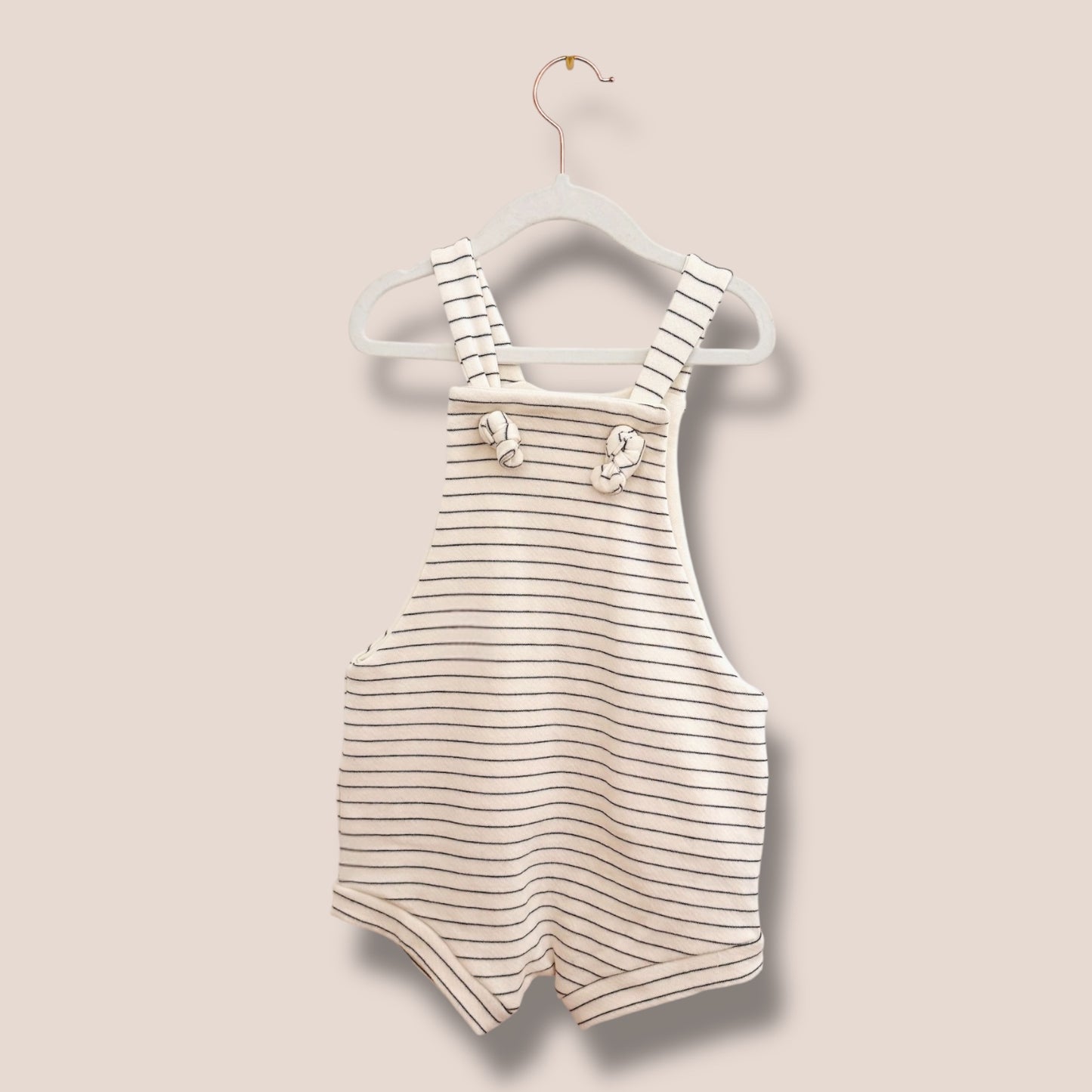 Handmade Black Stripe Overalls 2T