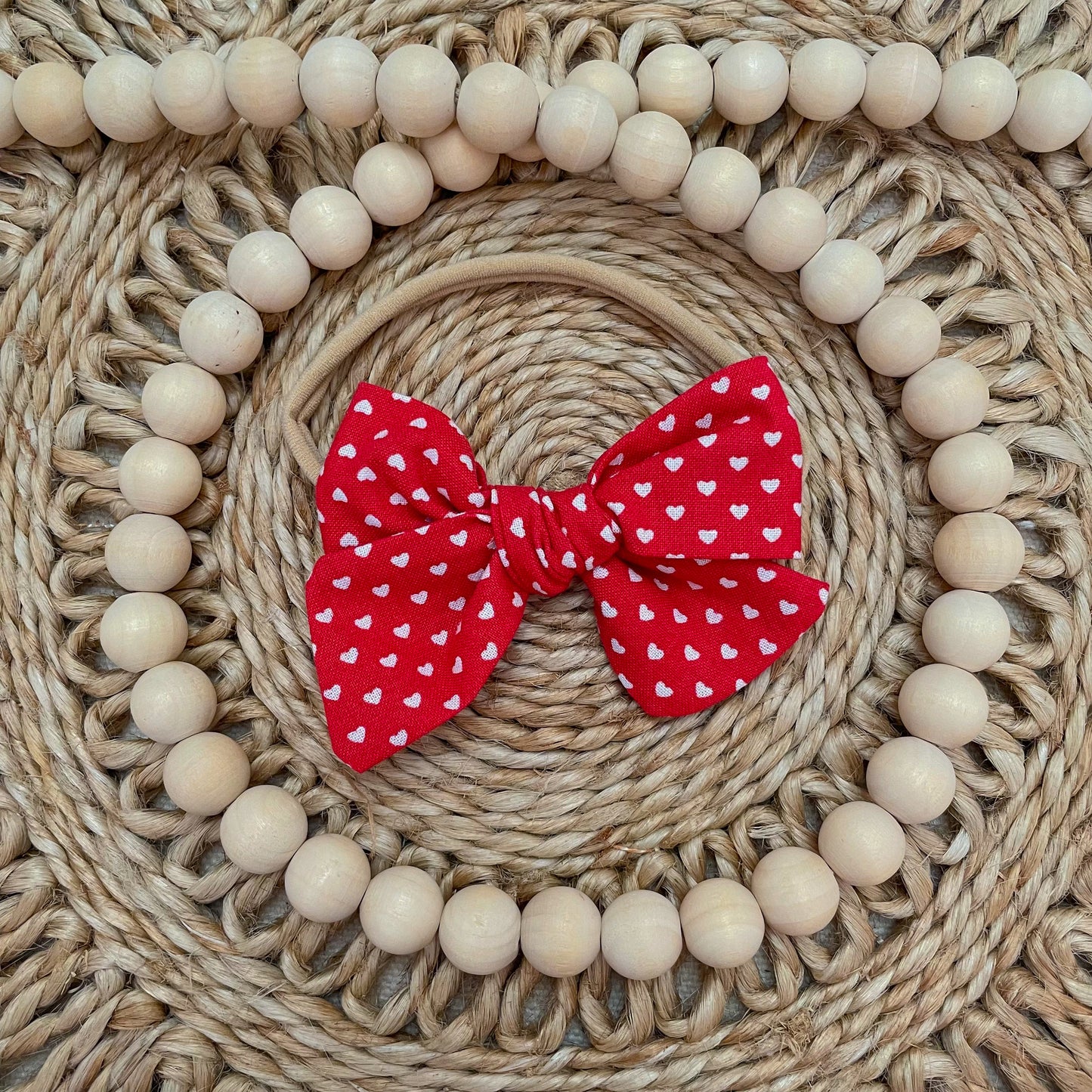 Hand-tied Mini Hearts Bow