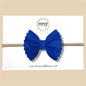 Blue Scalloped Suede Genuine Leather Bow