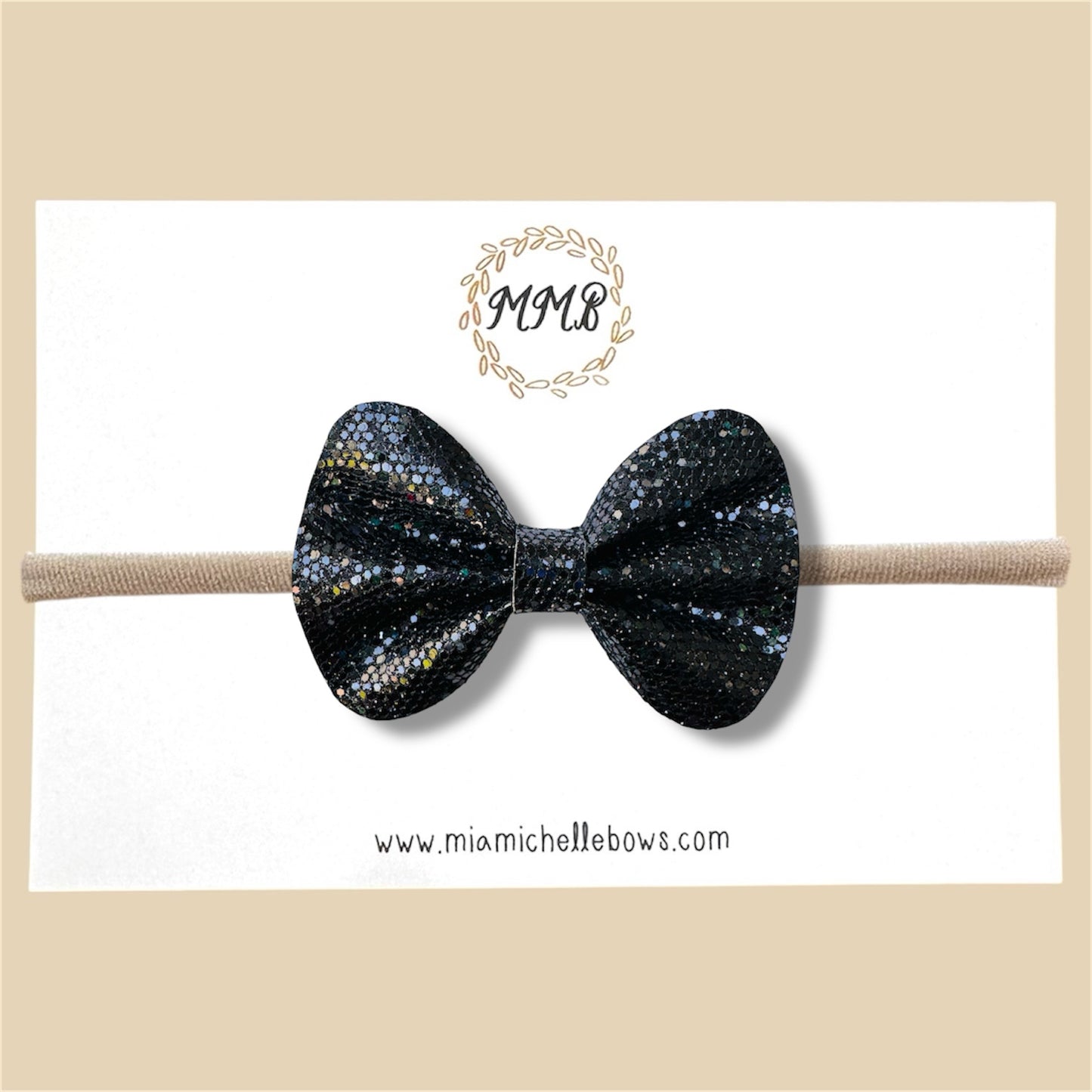 Black Disco Glitter Bow