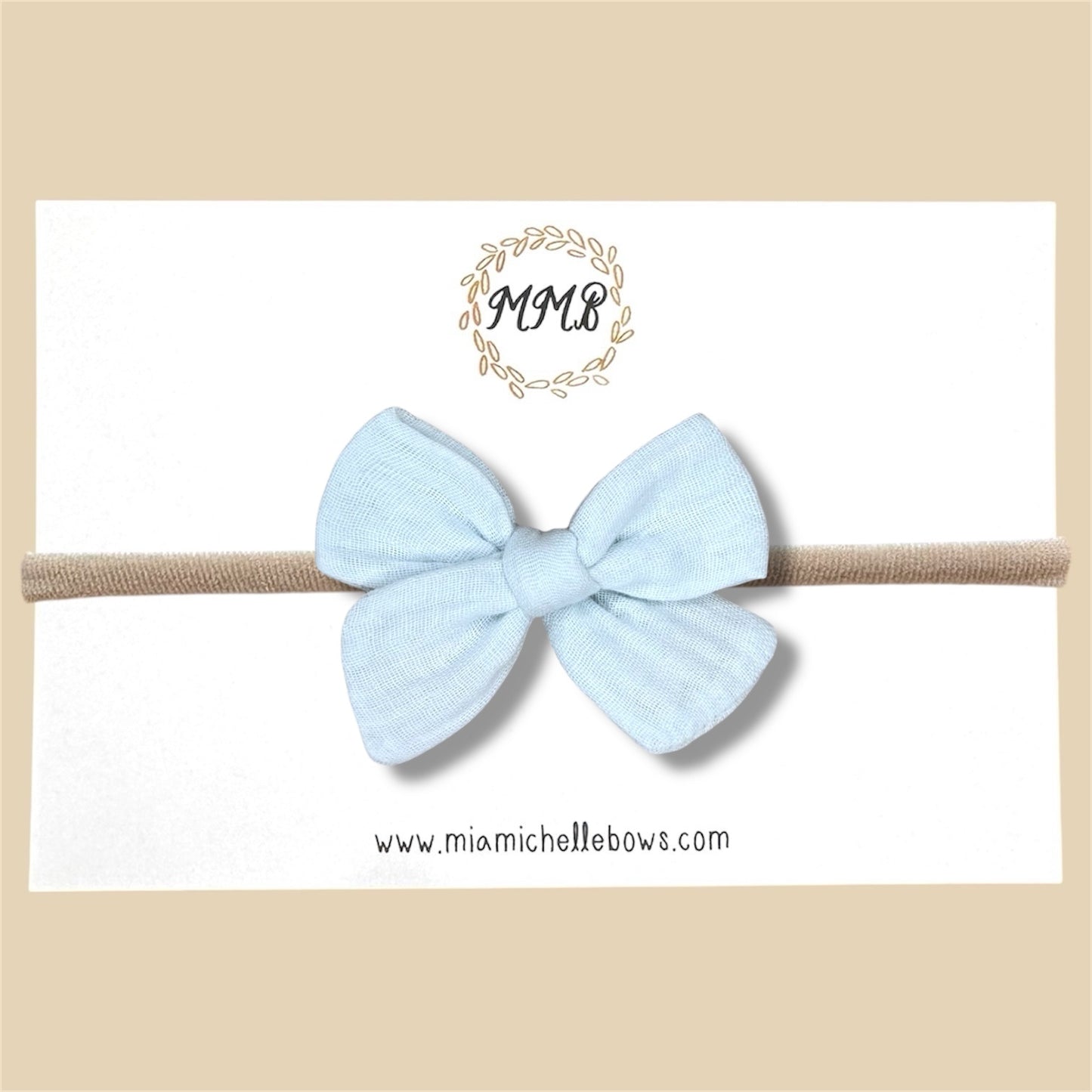 Hand-tied Gauze Bow in Sky Blue