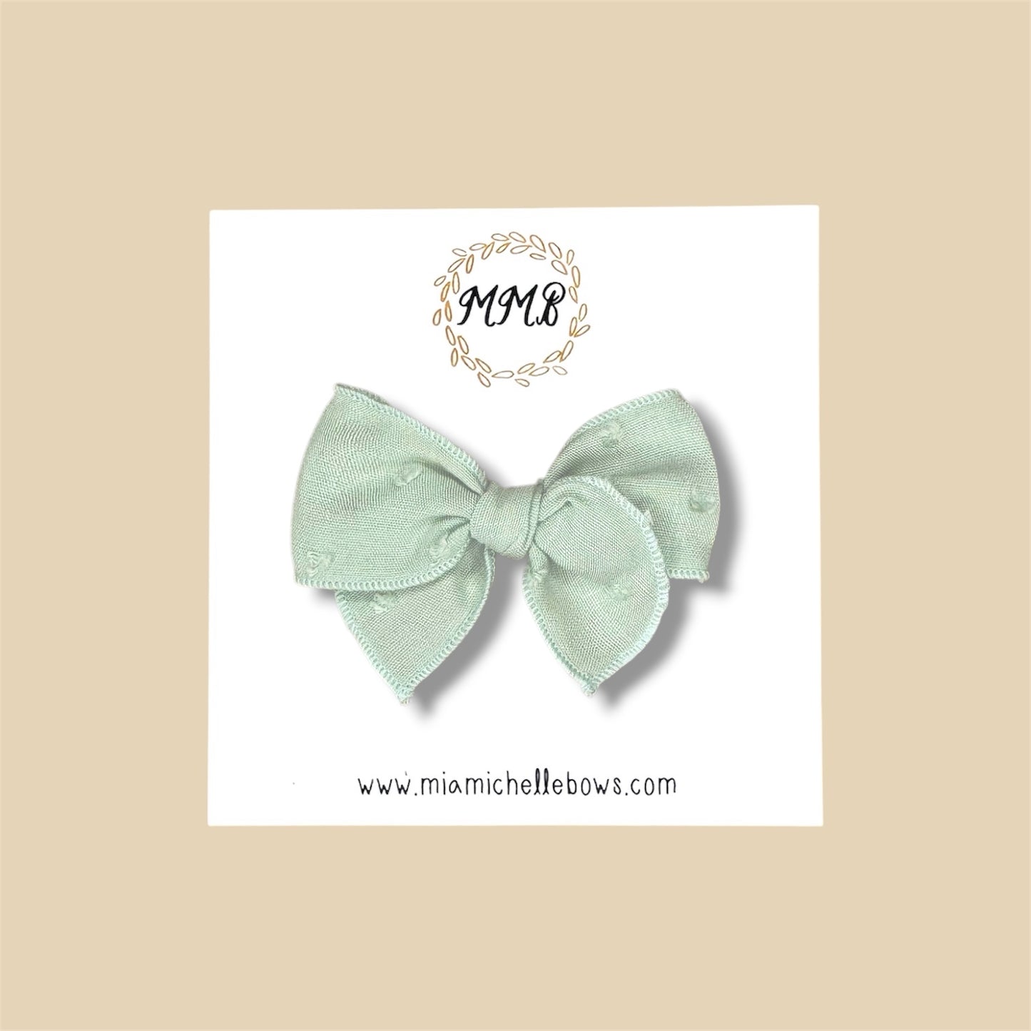 Mint Swiss Dot Fairytale Bow