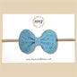 Bright Blue Honeycomb Genuine Leather Bow