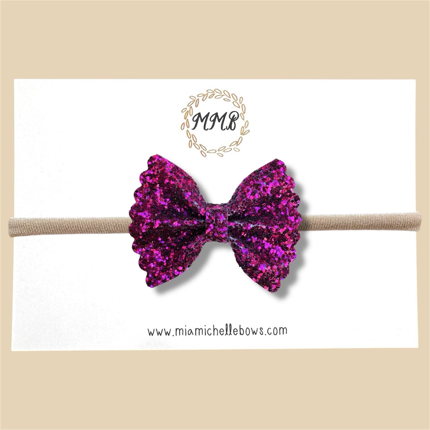 Fuchsia Scalloped Glitter Bow