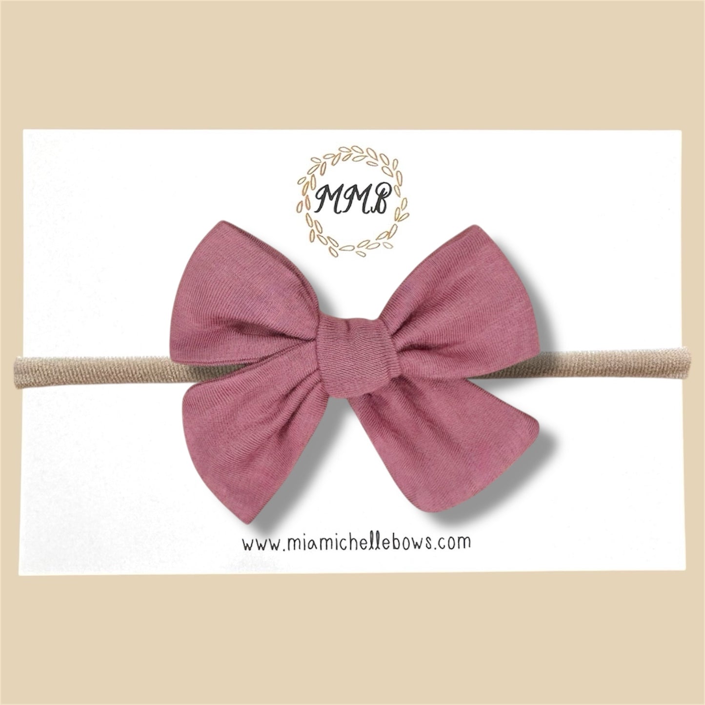 Mauve Stretch Knit Hand Tied Bow