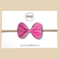 Pink Denim Vegan Leather Bow