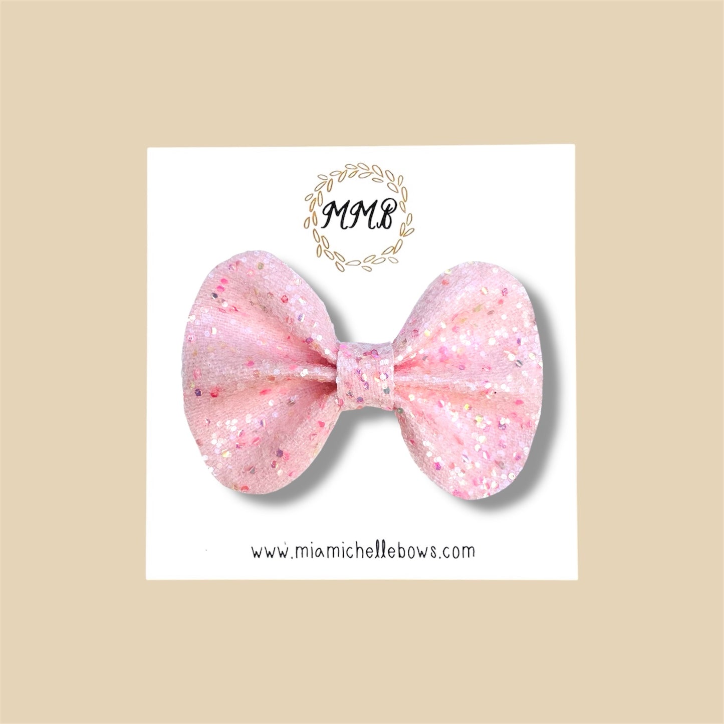 Pale Pink Sparkle Glitter Bow