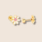 Gold Enamel Flower Screw Back Studs