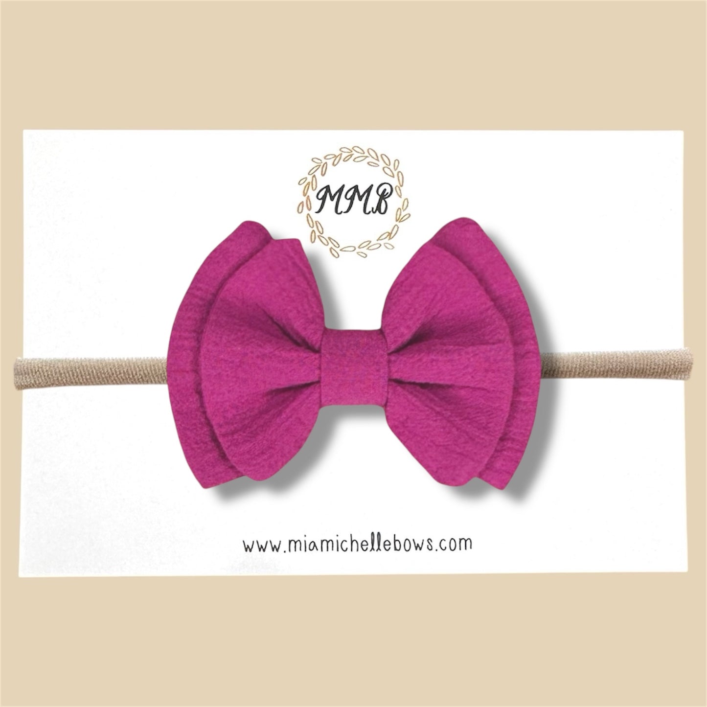 Double Layer Gauze Bow in Dark Fuchsia