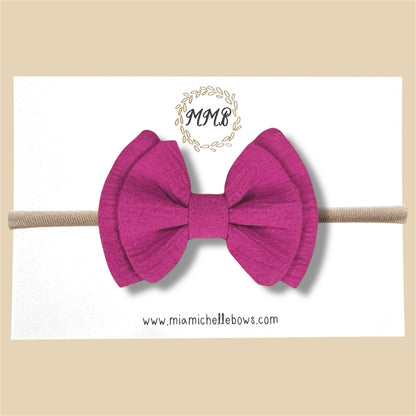 Double Layer Gauze Bow in Dark Fuchsia