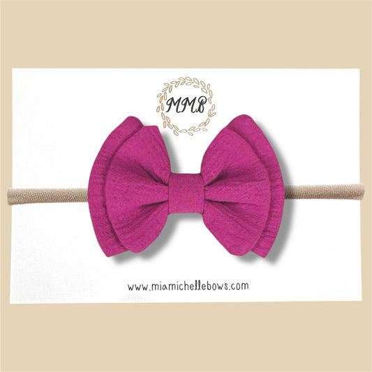 Double Layer Gauze Bow in Dark Fuchsia