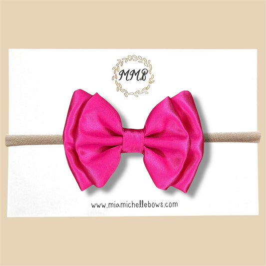 Bright Pink Satin Double Layer Bow