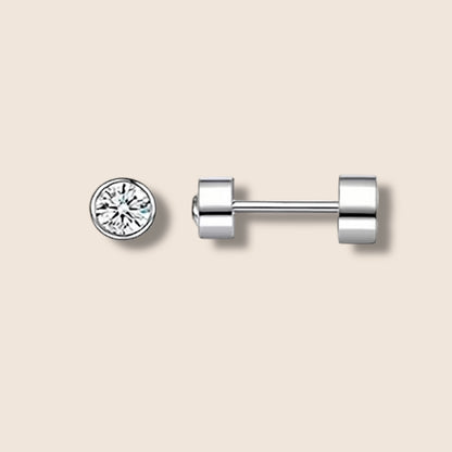 Silver CZ Flat Screw Back Studs