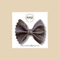 Dark Brown Scalloped Genuine Leather Bow