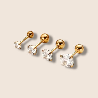 Round CZ Ball Screw Back Studs