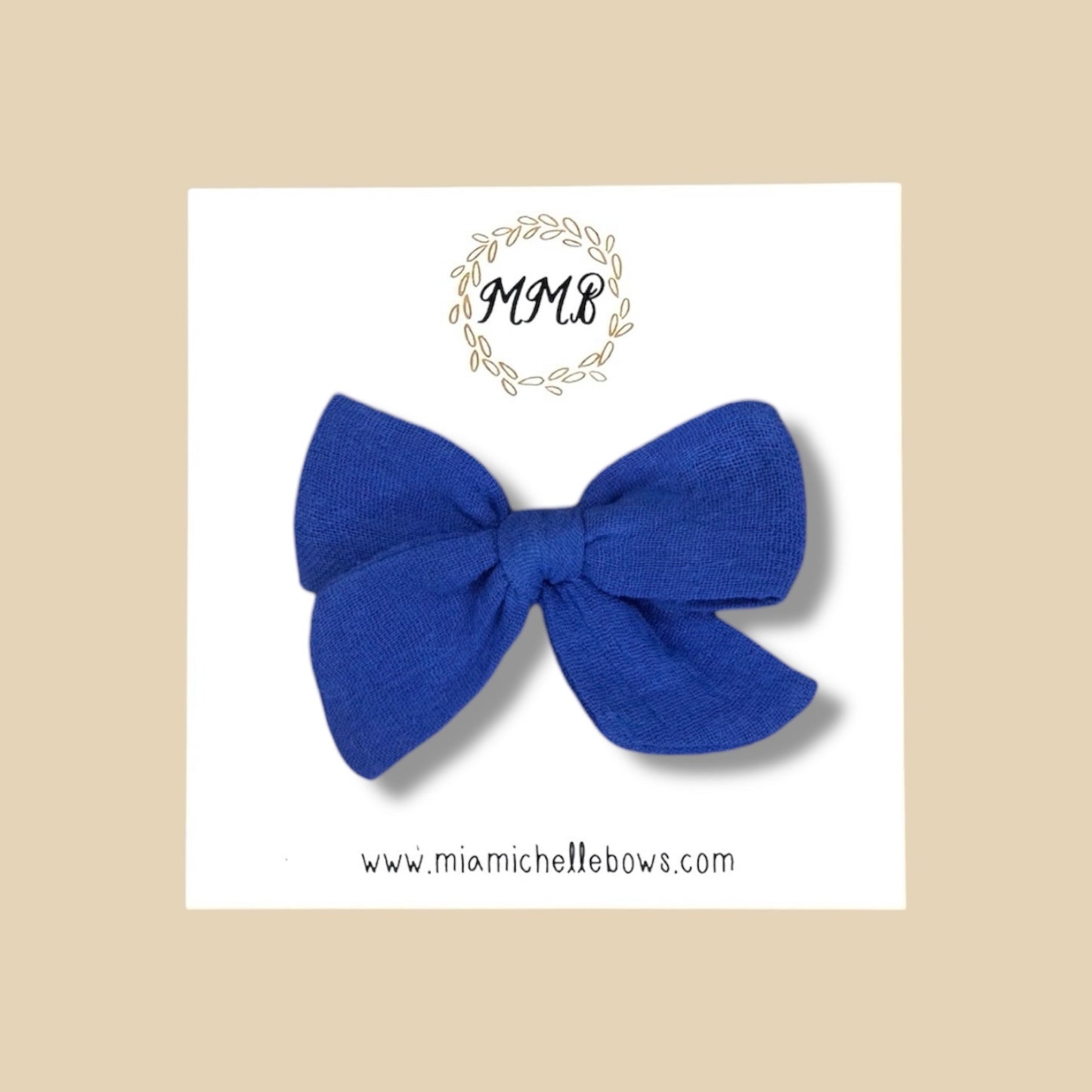 Hand-tied Gauze Bow in Blue