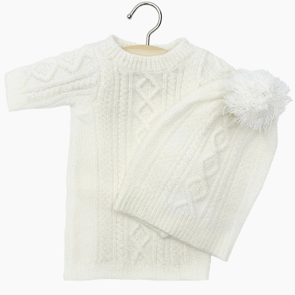 Doll—Minikane Sophia Knitted Sweater Dress & Beanie Set in Ivory