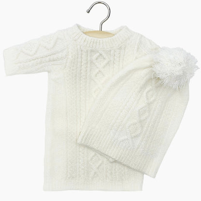 Doll—Minikane Sophia Knitted Sweater Dress & Beanie Set in Ivory