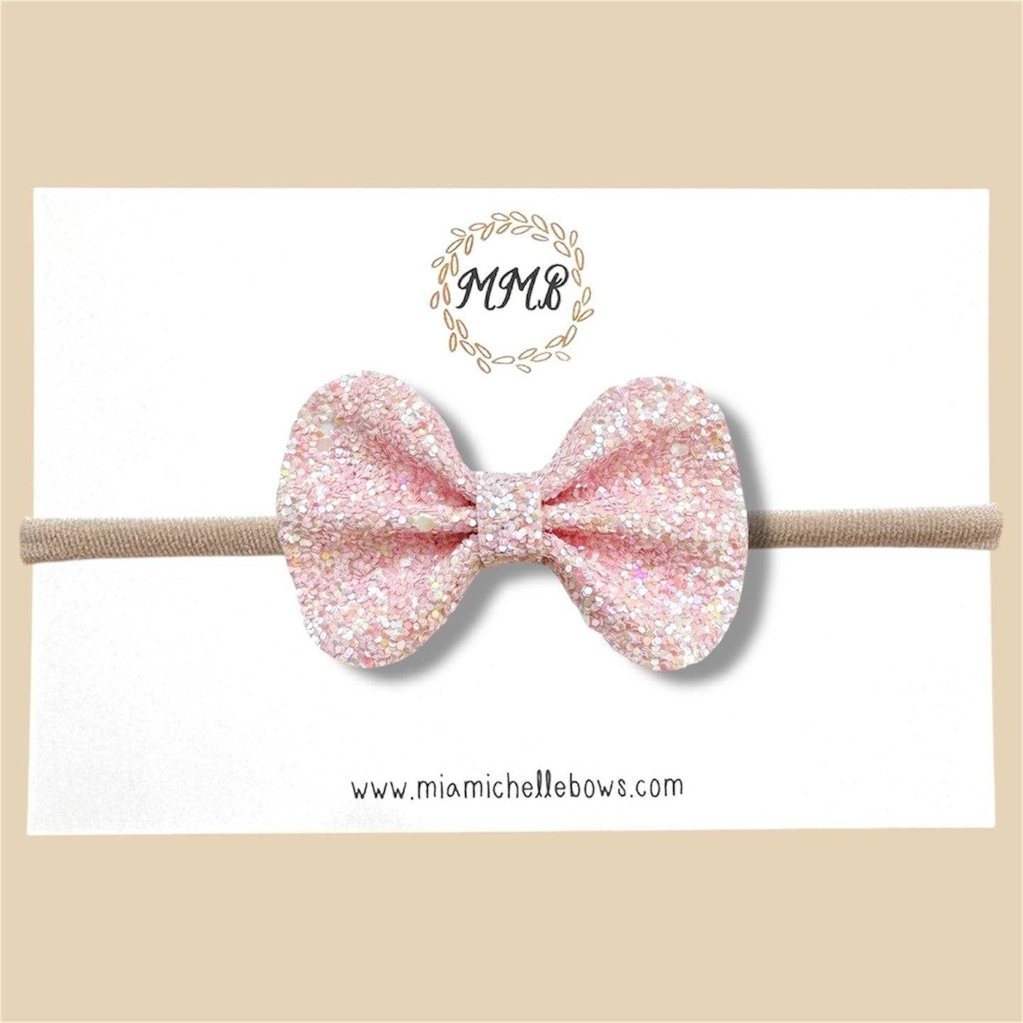 Blush Sparkle Glitter Bow