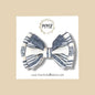 Double Layer Bow in Blue Chiffon Stripe
