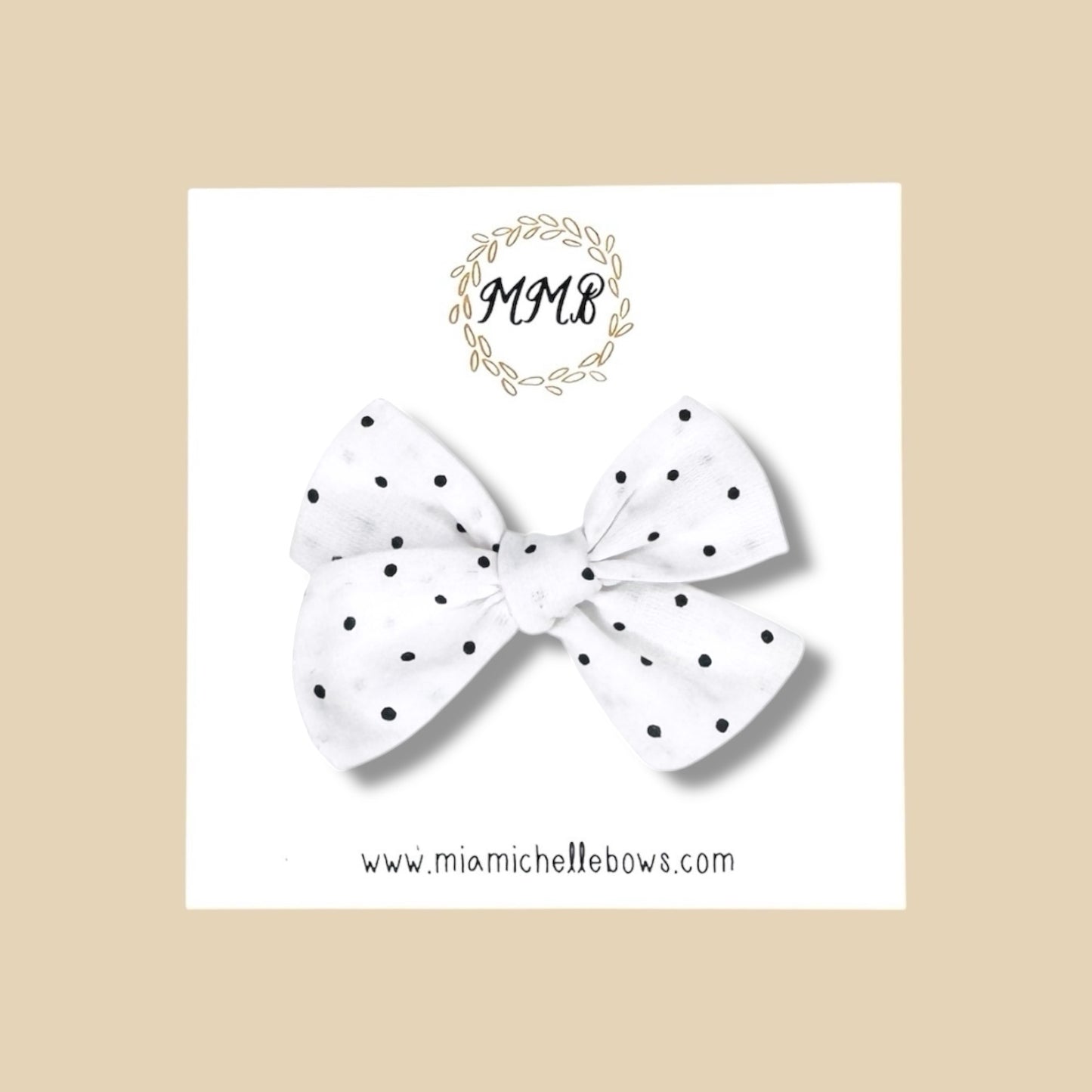 Hand-tied White Micro Dot Bow