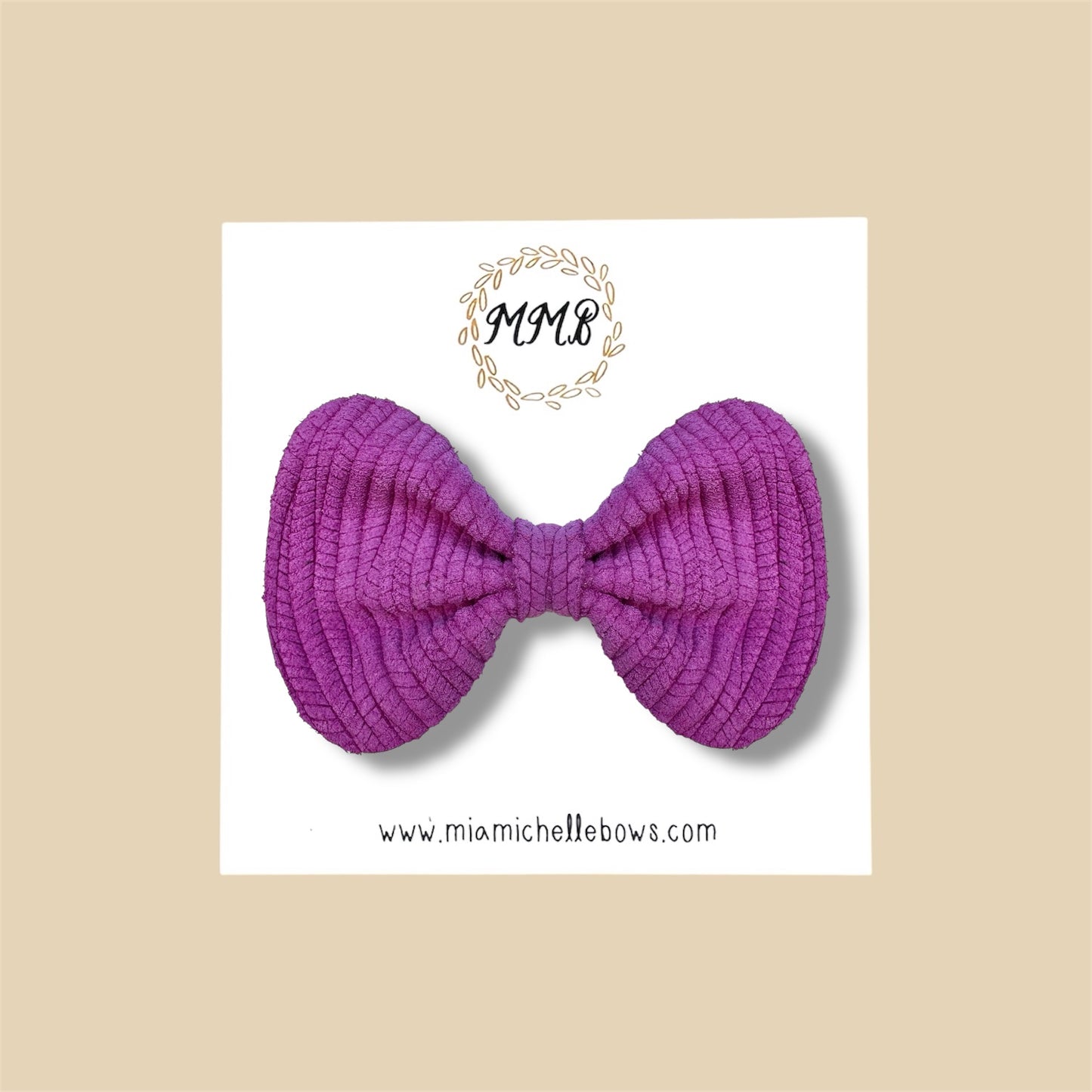Purple Woven Genuine Leather Bow