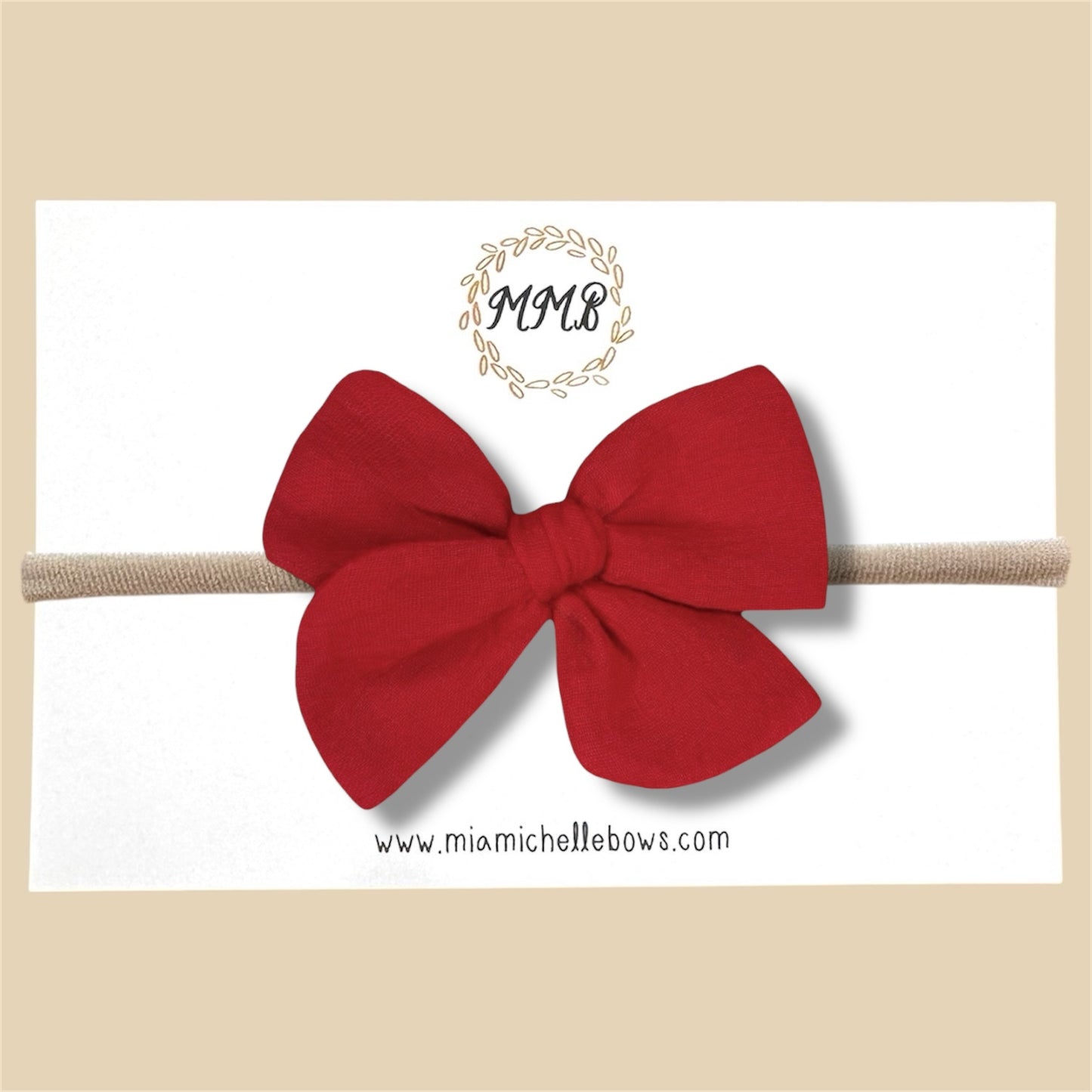 Hand-tied Gauze Bow in Red