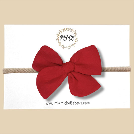Hand-tied Gauze Bow in Red