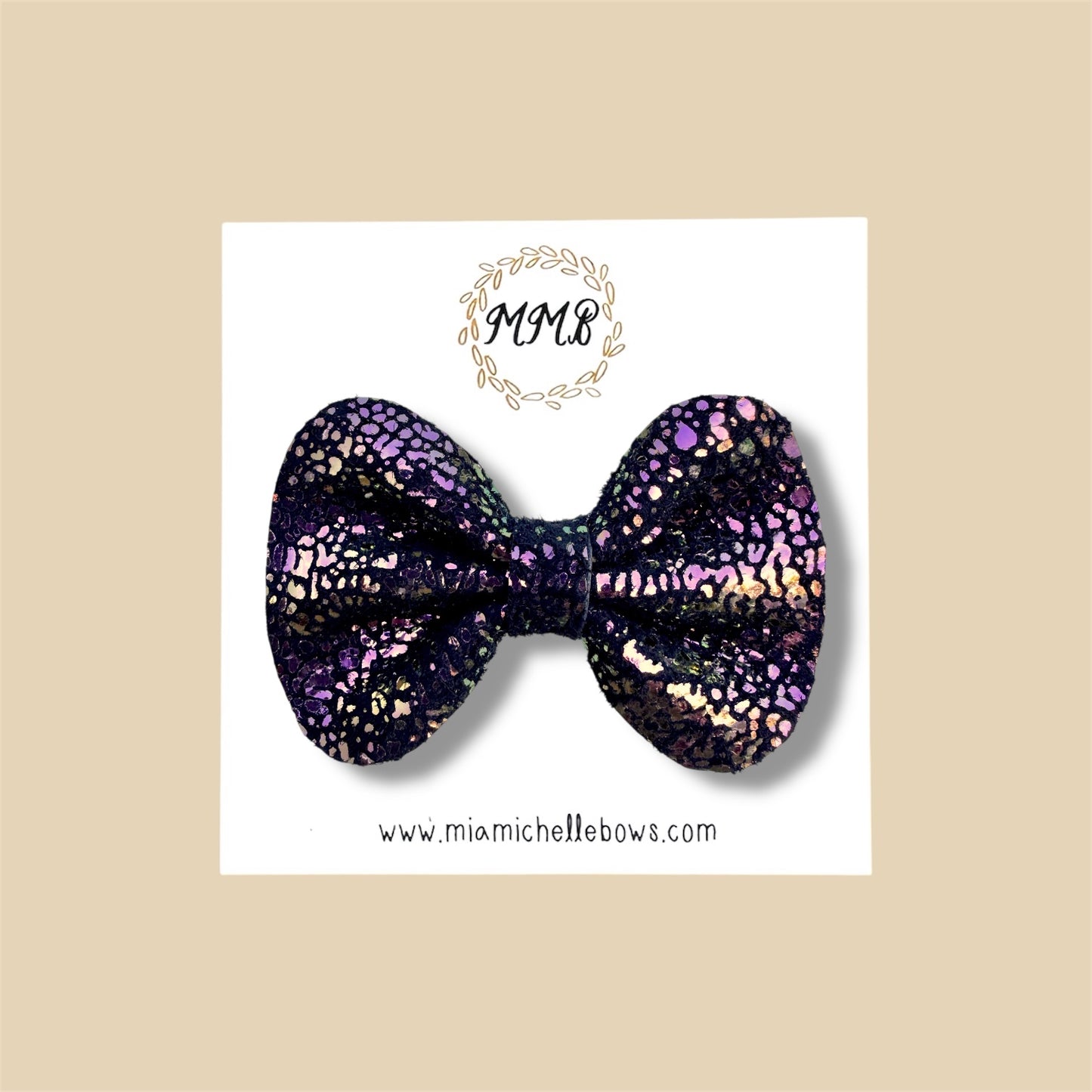 Black Splatter Genuine Leather Bow